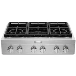 KitchenAid Table De Cuisson Encastrée à Gaz, 6 Brûleurs, 36po, Inox