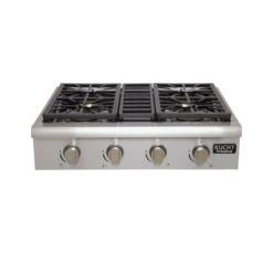 Plaque De Cuisson Au Gaz Naturel KUCHT, 4 Brûleurs, 30 Po X 27 Po, Acier Inoxydable